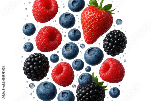 Wallpaper Mural Assorted fresh ripe berries isolated on transparent background, delicious mix Torontodigital.ca