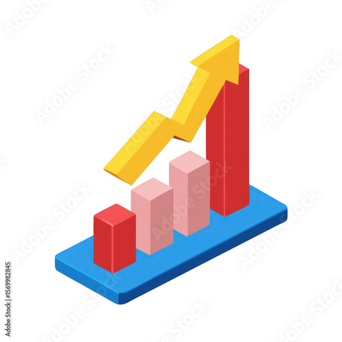Isometric bar graph with upward trending arrow isolated on transparent background Free Download Isometric bar graph with upward trending arrow isolated on transparent background - GFXLoad