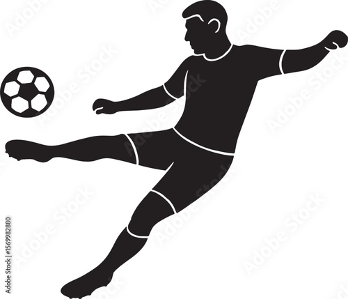 Silhouette of Footballer in Action – Perfect for Sports Graphics & Posters