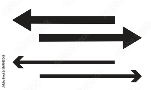 Two pairs of opposing black arrows pointing left and right on a clean white background