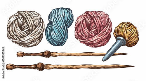 Charming Hand-Drawn Knitting Hook Vector Illustration: Perfect for Craft Projects and Blogs DIY art 