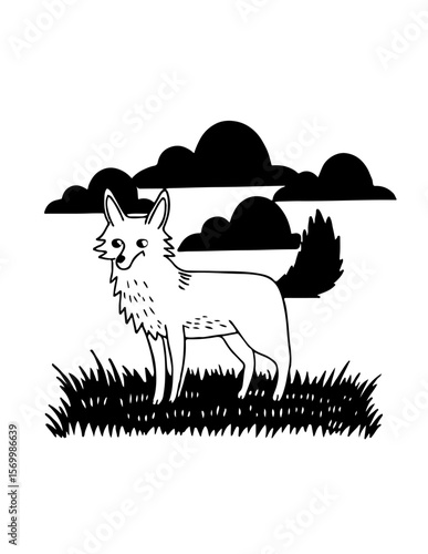 Coyote prowls the desert under the moonlight’s watch.