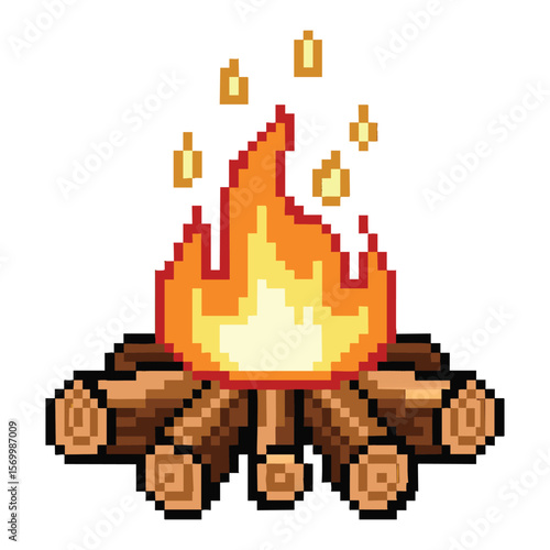 Pixel Art Campfire: 8-bit Bonfire Graphic for Games, Websites, and More