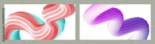 Abstract volumetric background. Cords. set of two illustrations. Toothpaste in a tube. Minimalism. Creative modern background. Cover design, wallpaper, background. eps vector.