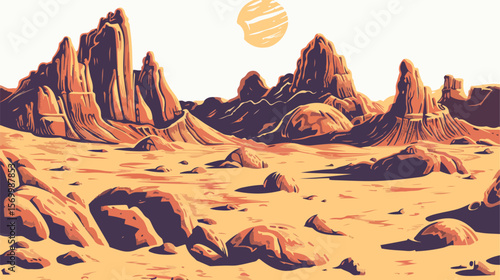 Martian Desert Seamless Pattern: Red Planet Texture for Design Projects. Perfect for backgrounds,   