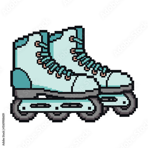 Pixel Art Roller Skates: Retro Inline Skate Design