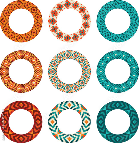 southwestern geometric pattern circle frames