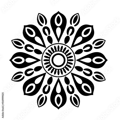 Vector art of black mandala isolated on white
