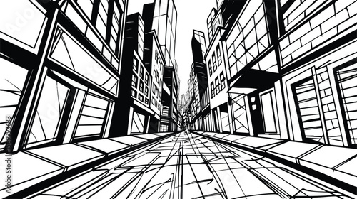 Abstract Urban Lines: Hand-Drawn Street Art Vector Illustration city cool bold wall style mural     