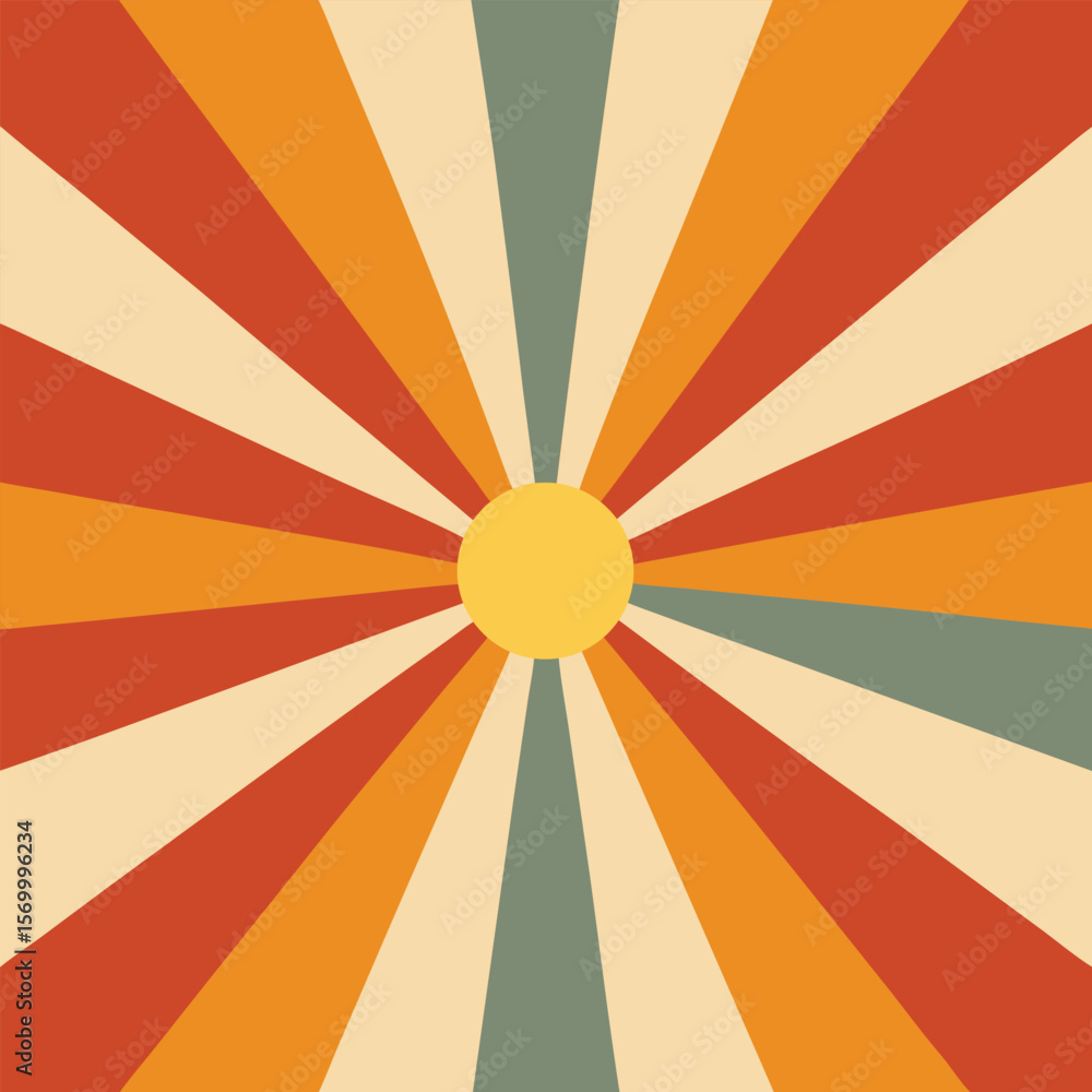 Obraz premium Retro Sunburst Pattern A Repeating Design of Vintage Rays in Warm Tones