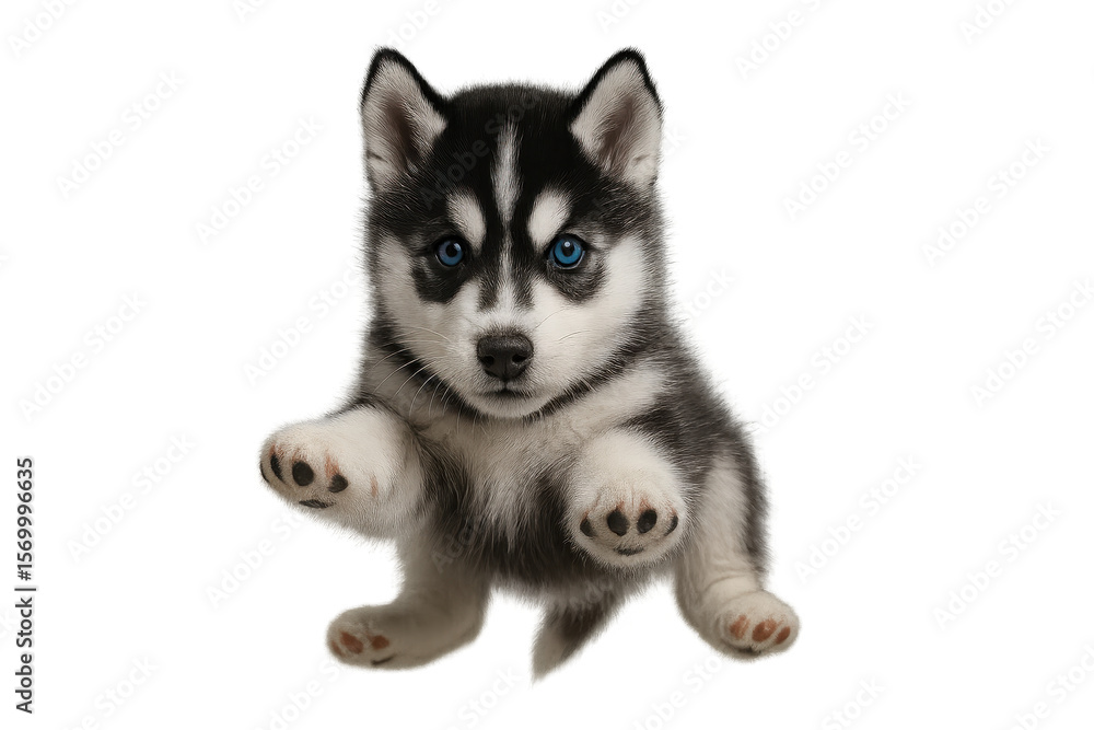 Adorable Husky puppy with blue eyes isolated on transparent background, cute pet Adorable Husky puppy with blue eyes isolated on transparent background, cute pet