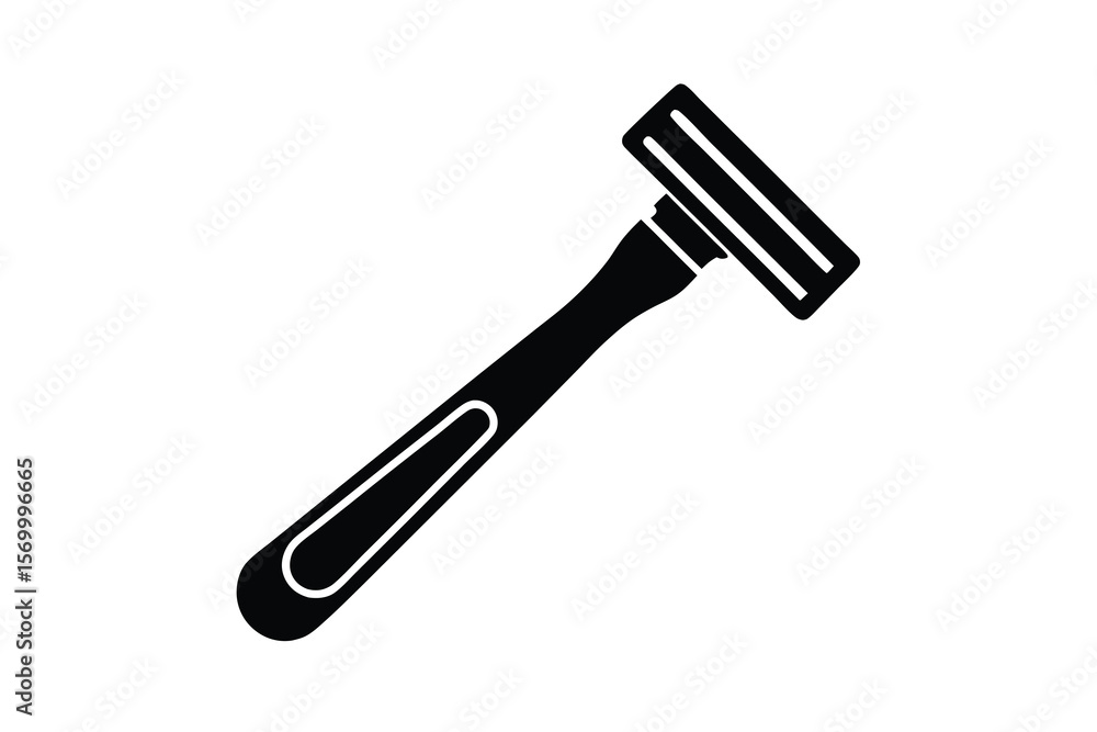 Simple black silhouette of a disposable razor on a white background Simple black silhouette of a disposable razor on a white background