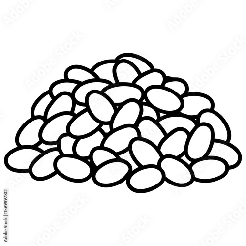 Bean Pile  Vector AI Line Art Food Symbol for Healthy Cooking & Nutrition Design