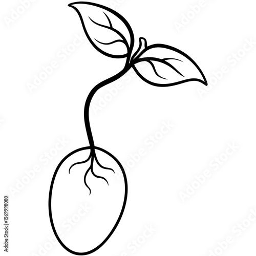Sprouted Bean  Vector AI Line Art Food Symbol for Healthy Cooking & Nutrition Design
