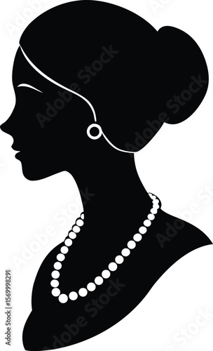 Elegant Woman Silhouette with Pearl Necklace