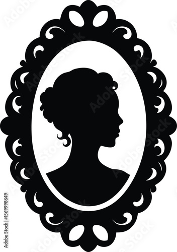 Elegant Victorian Silhouette Portrait Emblem