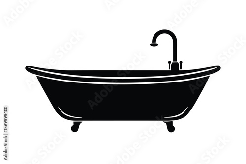 Classic freestanding bathtub with claw feet and faucet silhouette