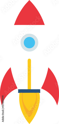 Rocket Launching: A vibrant, minimalist illustration captures the dynamic essence of a rocket launch, soaring skyward with determination and excitement.