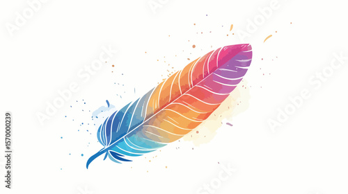 Mystic Ritual Feather: Enchanting Flat Icon for Spiritual Designs, Wicca, and Occult Art. holy boho 