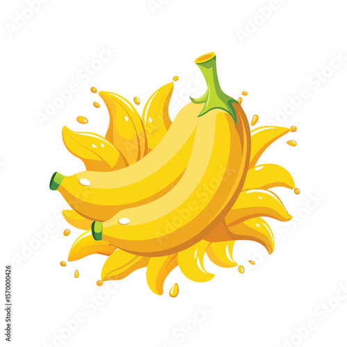 fresh-bananas-with-juice-splash-on-white-backgroun.eps