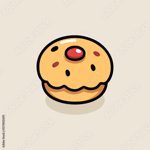 Fresh muffin. Sweet baked dessert or snack for cafe or breakfast menu