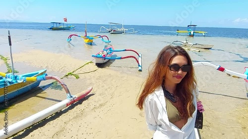 Beach Lifestyle and Traditional Boats in Sanur, Bali