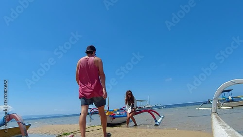 Beach Lifestyle and Traditional Boats in Sanur, Bali
