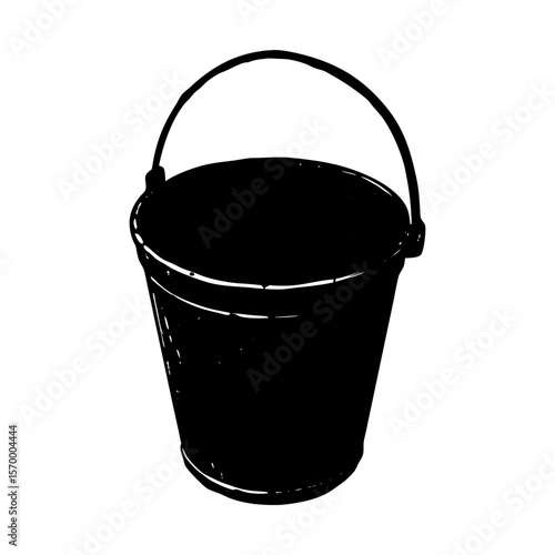 Pail container vector graphic object carrying tool equipment silhouette