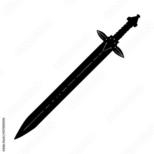 Sword weapon blade medieval steel sharp war battle equipment art silhouette