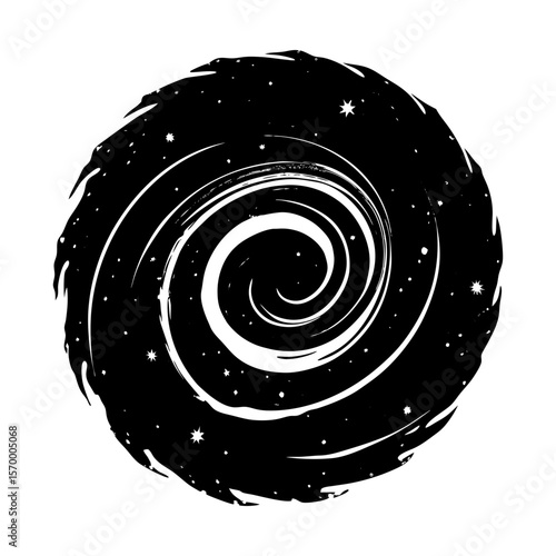 Cosmic swirl galaxy celestial space astronomy graphic design silhouette
