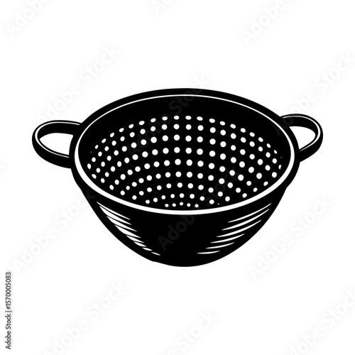 Colander strainer kitchen utensil cooking tool vector graphic silhouette