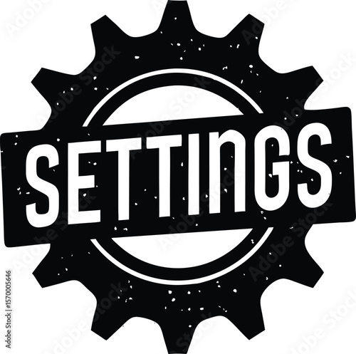 Gear Setting: Simple black and white gear with setting icon, symbolizes configuration and controls