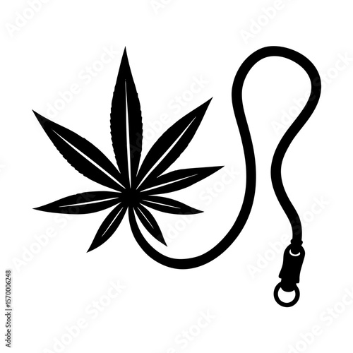 Marijuana leaf lanyard accessory hemp cannabis ganja vector art silhouette