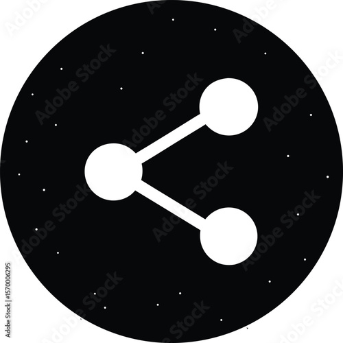 Share Icon: A simple share icon in a circle with a lot of dot, representing the essence of sharing and connection within a network, conveying a message of unity and the power of interconnectedness.