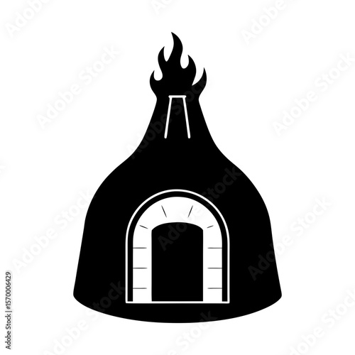 Fire oven cooking bakery brick oven pizza oven vector graphic silhouette