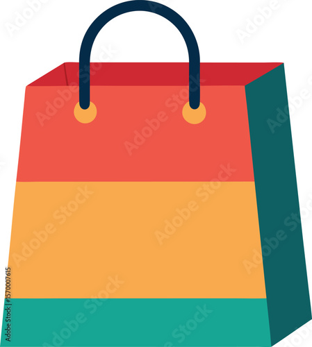 Colorful Shopping Bag: This image presents a vibrant, multi-colored shopping bag. Designed with simplicity and clean lines, it symbolizes retail, consumerism and the joy of shopping.