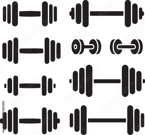 Collection of Dumbbell Illustrations Fitness, Strength Training, Gym Equipment Graphics