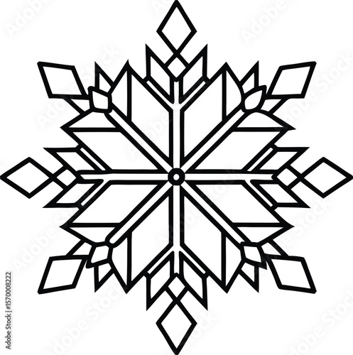 Snowflake Symmetry: a captivating vector image, showcasing intricate geometric patterns in the form of a delicate snowflake, ready to add elegance to any design.