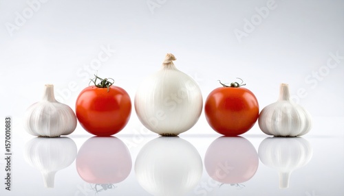 
tomato, food, garlic, onion, red, vegetable, fresh, ripe, tomatoes, white, healthy, organic, vegetarian, vegetables, diet, fruit, agriculture, close up, object