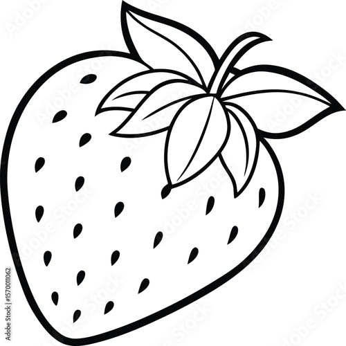 Strawberry Line Art: A simple yet charming line art illustration of a single strawberry, perfect for coloring pages, cookbooks, or any project needing a touch of fruity sweetness.