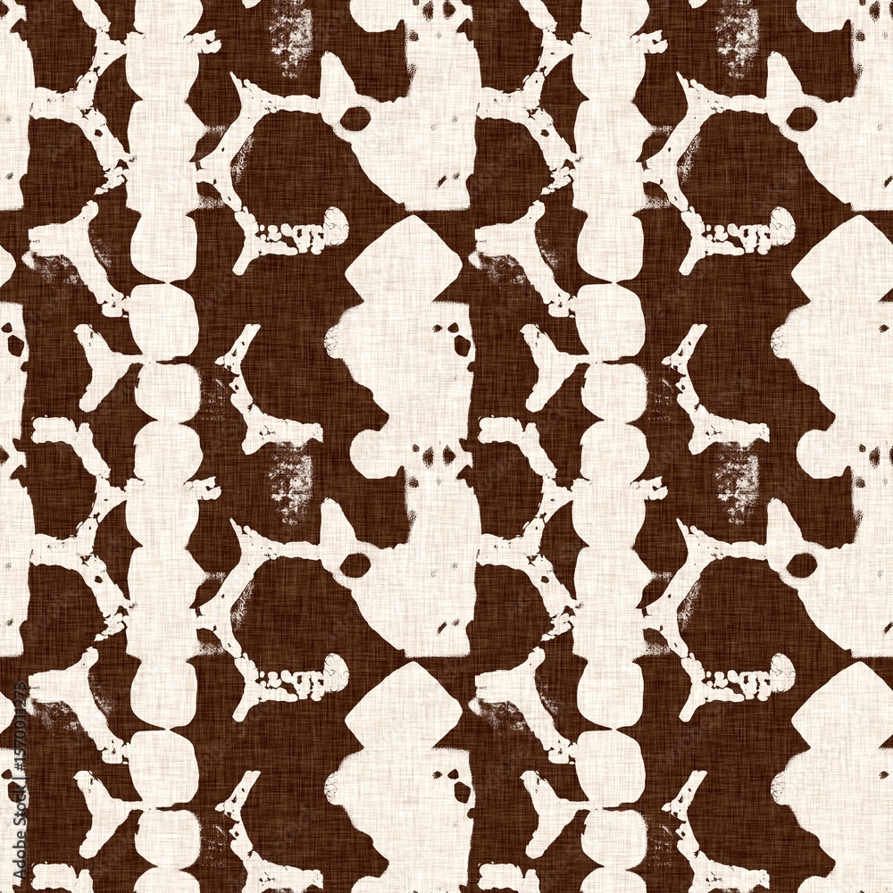 Obraz premium Calm scribble shape minimal shape seamless pattern. Gender neutral baby nursery natural brown linen decor background. Scandi style sketch doodle wallpaper in decorative kid fashion swatch. 