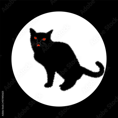 Black Cat with Piercing Orange Eyes