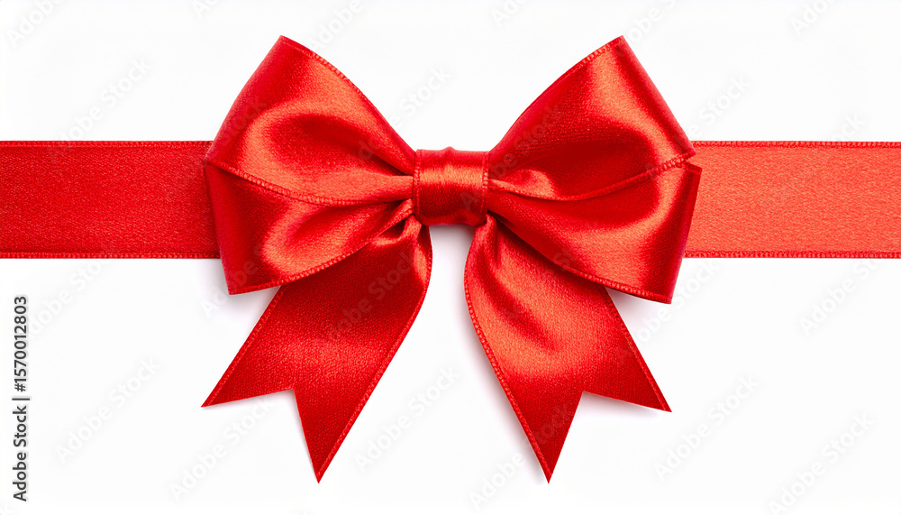 Elegant satin red bow with ribbon isolated on white background. Elegant satin red bow with ribbon isolated on white background.