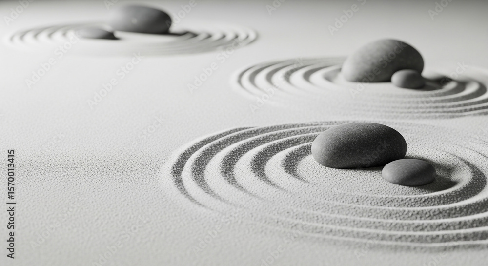 Naklejka premium Zen garden sand rocks meditation peace tranquility japanese garden mindful calm relaxation harmony spa