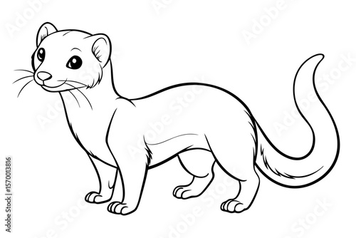 coloring page line art the weasel black vector