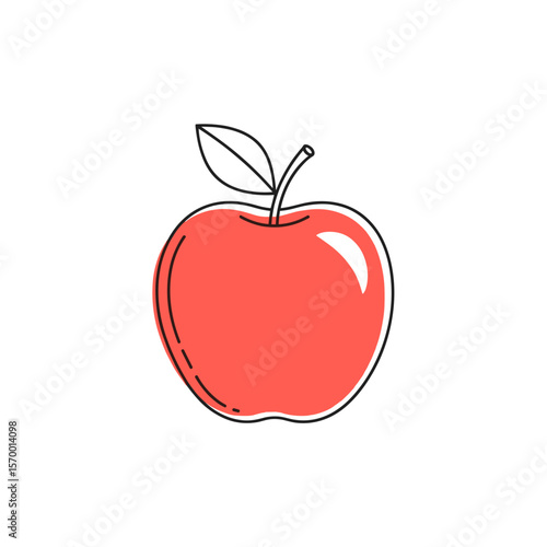 Wallpaper Mural Red apple with green leaf on white background   Torontodigital.ca