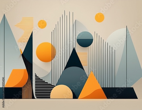 geometric shapes repeating lines minimalist style print minimalist