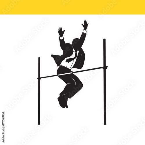 Businessman Jumping High Hurdles Success, Achievement, and Overcoming Challenges