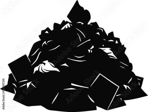 Overflowing Waste: An abstract depiction of an overflowing garbage bag, symbolizing excess and waste management challenges, highlighting environmental problems.