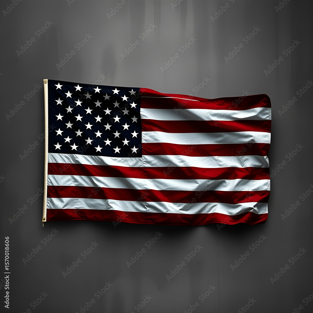 Obraz premium Waving American Flag on Dark Grunge Background - Symbol of Freedom and Patriotism